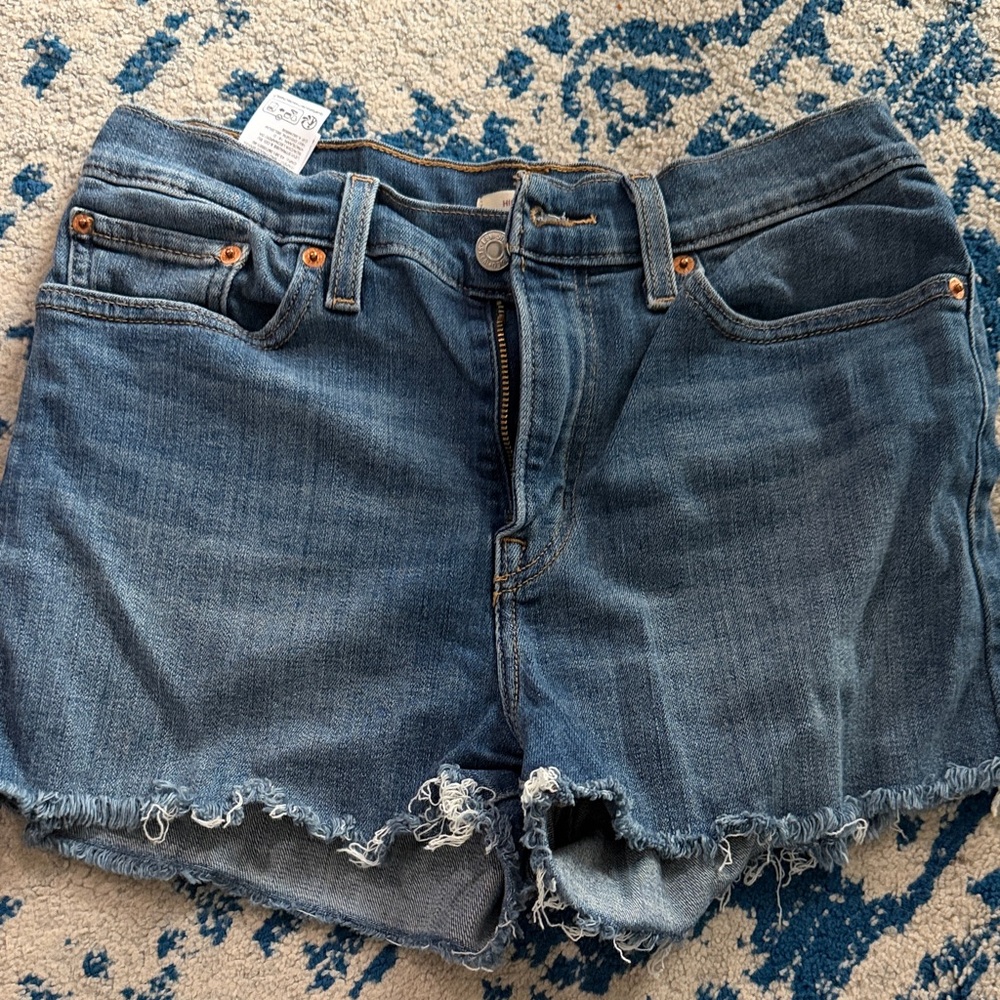 Levi's Blue Denim Frayed Shorts